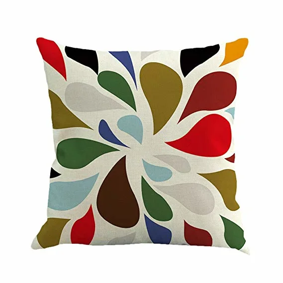 Geometrical Prnting Check Design Pillow with Linen Fabric