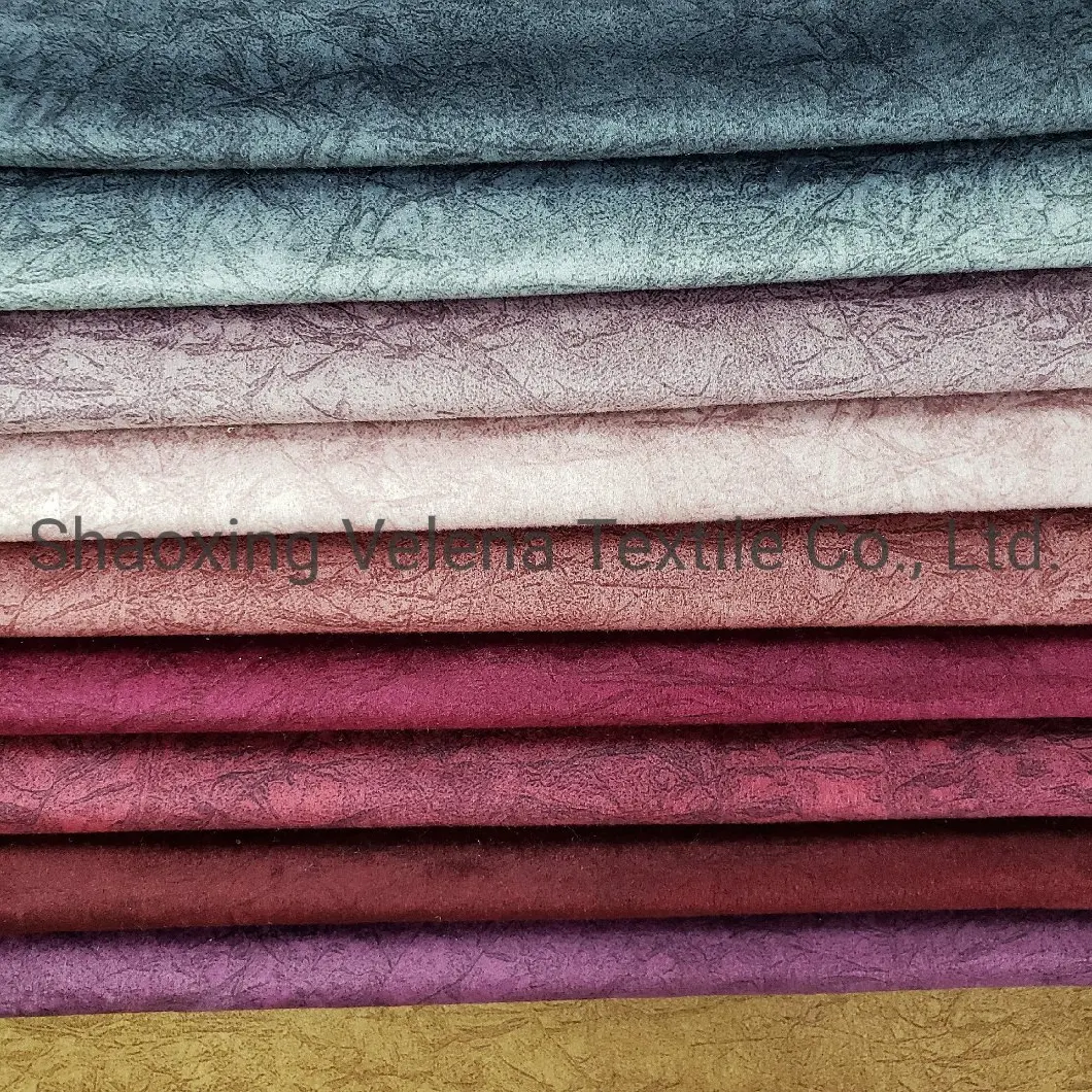 Holland Velvet Dyeing with Printing Home Textile Fabric 100% Polyester Upholstery Furniture Fabric for Sofa and Curtain China Factory