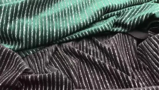 Yigao Textile ポリエステル スパンデックス メタリック シルバー ストライプ コード-Strickstoff